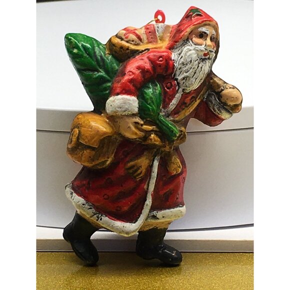 Vintage Old World Santa Claus Ornament Christmas Holding Bell Tree Holiday Decor - Picture 1 of 9